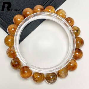 綺麗 EU製 定価30万円★ROBEAN・猫目銅髪ルチルクォーツ★ブレスレット パワーストーン 天然石 綺麗 金運 お守り 10.8-11.6mm M107938