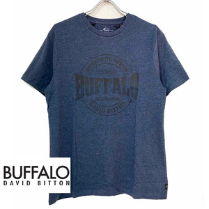 新品 S ★ コストコ BUFFALO メンズ 半袖 Tシャツ ロゴ ネイビー ヘザー ユニセックス トップス バッファロー MENS SS TEE DAVID BITTON