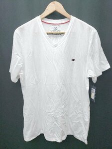 ◇ ◎ ●美品● TOMMY HILFIGER タグ付き Vネック 半袖 Tシャツ カットソー サイズM ホワイト メンズ P