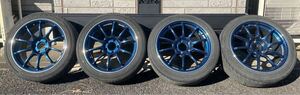 ADVAN RZ-2 17インチ 5穴 8J +37 PCD114.3 225/45R17 ADVAN FLEVA IBR：RACING INDIGO BLUE & RING 4本セット