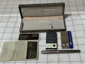 1円から〜中古良品★☆管S241121 J ★ PARKER/パーカー/ソネット/フランス/万年筆/SV925 /ペン先 18K/750 箱付き★