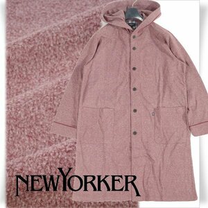 新品1円～★定価1.3万 NEWYORKER ニューヨーカー メンズ 秋冬 裏起毛 フリース素材 フーデッドガウン L ルームウェア 軽量 防寒 ◆8746◆