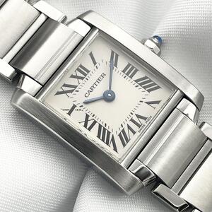 T874 分解整備・磨き済 Cartier カルティエ タンクフランセーズSM 2384 W51008Q3 ステンレスケースブレス クォーツ 電池式 腕時計 箱取説付