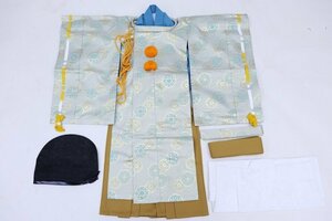 cherry☆y3498ns★753 5歳★水干(すいかん)x袴×襦袢x小物 セット★12単衣★平安装束 kimono for kids【中古品/ポリ】