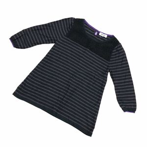 S217 SONIA RYKIEL ソニアリキエル Tシャツ トップス ロンT 長袖 カットソー 七分袖 綿100% レディース 38 ボーダー