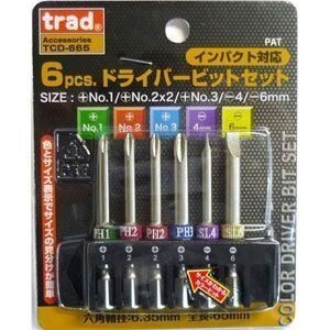 ☆クリックポスト・メール便 送料無料☆ trad 6pcsドライバービットセット TCD-665