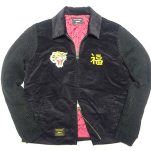 ★glamb★Jake vietnam JKT 1/黒グラムジェイクベトナムジャケットベトジャンスカジャンパーメンズブラックブルゾン刺繍ウールニット