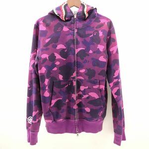 アベイシングエイプ　シャークパーカー　ジップアップ　パープル　カモフラージュ柄　SIZE M　A BATHING APE ◆3109/宮竹店