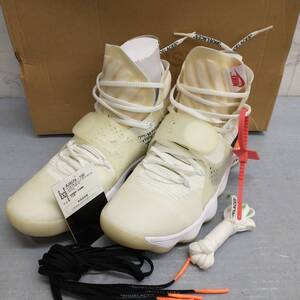 レア☆OFF-WHITE×NIKE オフホワイト×ナイキ メンズ スニーカー THE TEN REACT HYPERDUNK 2017 AJ4578-100 替え紐2本 黒タグ 箱付き 27cm