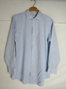 16　1/2-32 Lサイズ　Brooks　Brothers　ワイドカラーシャツ　ブルー　スリムフィット　ブルックスブラザーズ