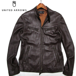 【ユナイテッドアローズ】 羊革　シングルライダースジャケット　本革　サイズM　ダブルジップ　UNITED ARROWS Rhythm of Life