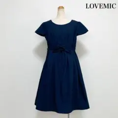 LOVE MIC 授乳口付き膝丈ワンピース ネイビー 産前産後 セレモニー