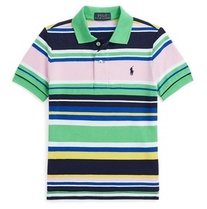 【新品】POLO RALPH LAURENストライプド コットン メッシュ ポロシャツ 160サイズ