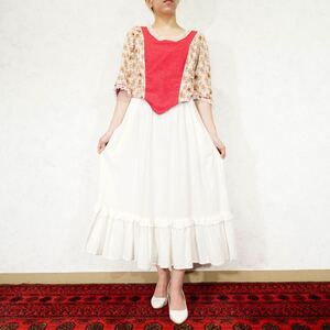 USA VINTAGE Deborah Barry WHITE COLOR COTTON LONG SKIRT/アメリカ古着ホワイトカラーコットンロングスカート