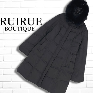 ◆美品◆ RUIRUE BOUTIQUE ルイルエブティック フォックス ファー フード ダウン コート レディース L ◆送料無料◆ 2814L