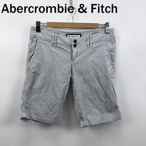 【人気】Abercrombie & Fitch / アバクロンビー＆フィッチ ハーフパンツ ストライプ柄 ストレッチ素材 コットン グレー サイズ2/S6018