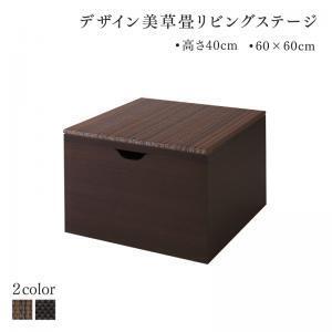 国産　収納付きデザイン美草畳リビングステージ 風凛 フーリン 畳ボックス収納 60×60cm ハイタイプ ダークブラウン ブラック