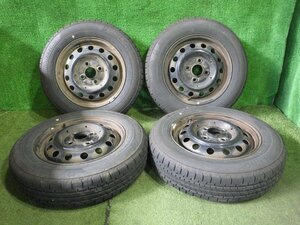 ◆ 溝あり 三菱 純正 スチールホイール タイヤ 13インチ 4本 4.0J PCD100 4穴 +40 135/80R13 BS NEWNO 6.0㎜ 56φ 22年 中古 D163