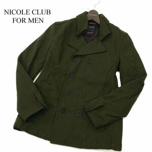 NICOLE CLUB FOR MEN ニコルクラブ フォーメン 秋冬 メルトン ウール★ 中綿 Pコート Sz.46　メンズ　C3T11362_C#N