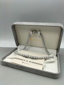 Q17 1円～ 中古品 高島屋 パール 本真珠染 ネックレス ブルーグレー染 約7.0mm 総重量約34.1g 留め具/シルバー レディース 箱付き