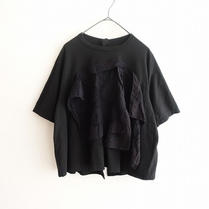 【2023】タオ コムデギャルソン TAO COMME des GARCONS *バックレスエンブロイダリー×天竺カットソー*L黒綿(2-2410-379)【31K42】