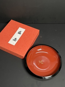 ● コレクター必見 未使用 盛器 盛皿 和食器 漆芸 漆塗 漆器 工芸品 元箱 Ja752