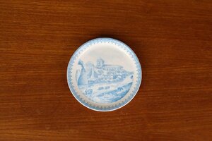 ウェッジウッド　プレート10cm　CHURCHYARD　小皿　絵皿　工場　ブルー　イギリス　ヴィンテージ　陶磁器　WEDGWOOD　つ372-5