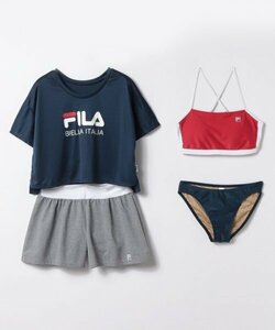 5号 XSサイズ 150 新品 フィラ FILA ブラトップ ビキニショーツ Tシャツ ショートパンツ４点セット レディース 水着 ネイビー 送料無料