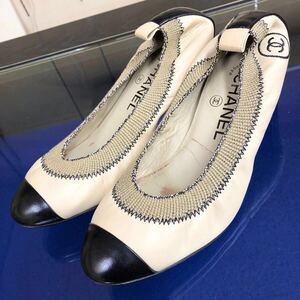 【シャネル】基準内 CHANEL 靴 22〜23cm ココマーク パンプス カジュアルシューズ 本革 レザー 女性用 レディース イタリア製 36 C