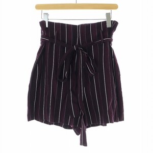 6 ROKU BEAUTY&YOUTH B&Y ロク ビューティーアンドユース STRIPE PIPING ショートパンツ リボン 36 S 小豆色 /AT ■OS ■SH レディース