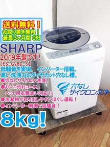 送料無料★極上超美品 中古★SHARP 8kg 低騒音を実現!!高い洗浄力のダイヤカット穴なし槽!!洗濯機【ES-GV8D-S】EEE2