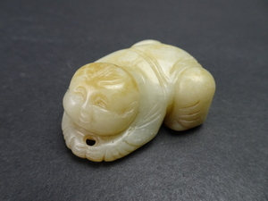 中国清時代の白玉童子彫刻