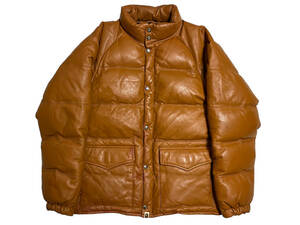 A BATHING APE アベイシングエイプ LEATHER CLASSIC DOWN JACKET レザークラシックダウンジャケット シープスキン 羊革 サイズL