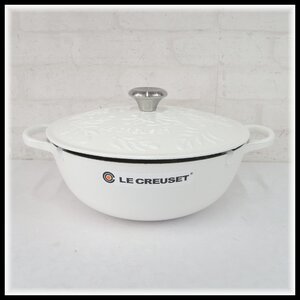 LE CREUSET ル・クルーゼ マルミット 28cm 4.9L オリーブブランチレリーフ コットン 未使用品