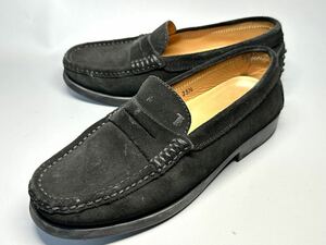 【即決】TOD’S メンズ 35.5 22.5cm程度 ドライビングシューズ トッズ 黒 コインローファー 本革 スリッポン スエード くつ