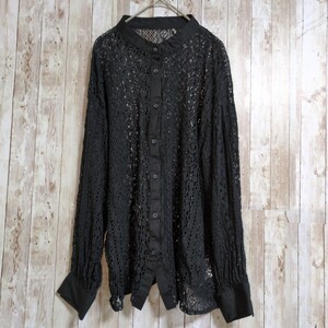 【3Lサイズ☆JINTY】メッシュカーディガン☆長袖☆レース☆レディース☆肩落ち☆2XL☆黒☆ブラック☆トップス☆オーバーサイズ