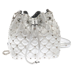 VALENTINO ヴァレンチノ Studs Bucket Bag スタッズ バケット ショルダーバッグ BGMA07VRTO シルバー