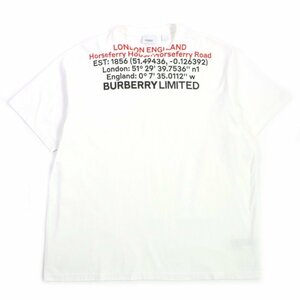 極美品▼BURBERRY バーバリー 22SS 8048323 コットン100% ロケーションプリント クルーネック 半袖Ｔシャツ ホワイト L　正規品