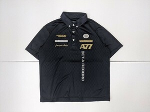 19．アシックス ASICS A77 速乾 半袖ポロシャツ ボタンダウン メンズS 黒グレー トレーニングウェアx501