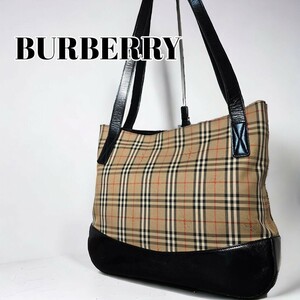 1円 BURBERRY バーバリー トートバッグ ノバチェック シャドーホース ハンドバッグ ヴィンテージ 肩掛け 鞄 ショルダーバッグ