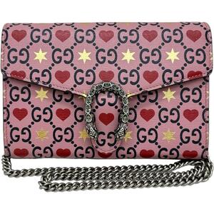 GUCCI/グッチ ディオニュソス チェーンウォレット 401231 ショルダーバッグ レザー ピンク系/シルバー金具 レディース