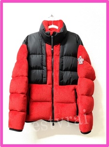 =美品= モンクレール グルノーブル フリース ボア×ナイロン ダウン ジャケット レッド MONCLER 現状品