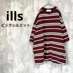 ills ボーダー Tシャツ ビックサイズ クルーネック 綿100％ 赤 半袖