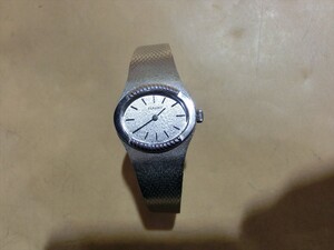 T【セ6-62】【60サイズ】▲RADO ラドー/手巻き シルバー文字盤 ラウンド レディース腕時計/撮影時動作OK/※スレ傷有り