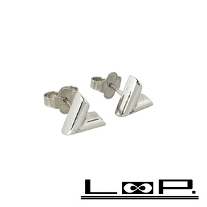 ■新同■　ルイヴィトン エセンシャル V ロゴ ピアス アクセサリー シルバー SS M63208 【264733】□