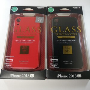 2色セット iPhone XR 背面ガラスシェルケース 側面メタリック レッド　ブラック