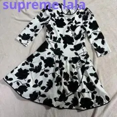 supreme la.la. 花柄膝丈フレアワンピース　生地しっかり　Mサイズ