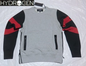 ★新品! HYDROGEN リッチでお洒落!!存在感抜群☆CYBER SWEATSHIRT 225602 ちょいワル大人の今ドキ!!格上げ☆秀逸バイカラースウェット＜M＞