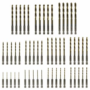 『55本セット』六角軸 ドリル 1.5mm 2mm 2.5mm 3mm 3.5mm 4mm 4.5mm 5mm 5.5mm 6mm 6.5mm 各5本　鉄鋼用 電気ドリル HSS 鉄鋼