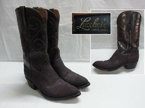 【J エイ革】ヴィンテージ☆Lucchese ルケーシー ウエスタンブーツ☆7 1/2☆エイ レザー ウエスタン ブーツ☆USED 100